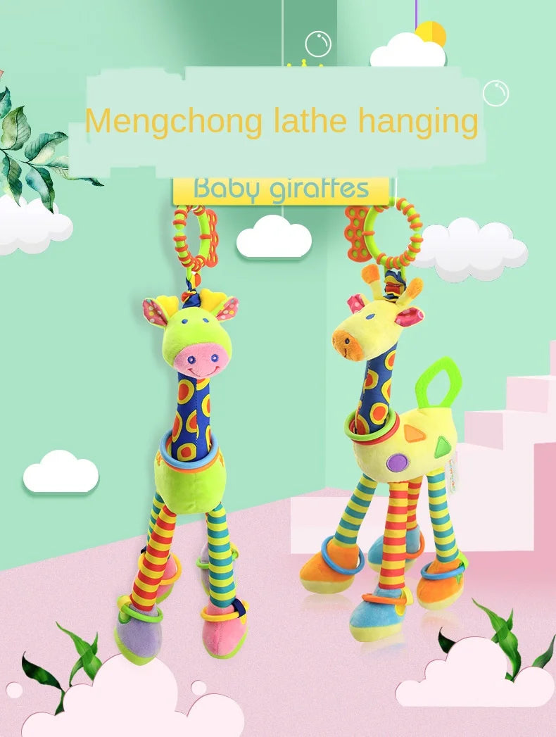 🦒 Chocalho de Pelúcia Girafa com Mordedor | Brinquedo Sensorial para Bebês