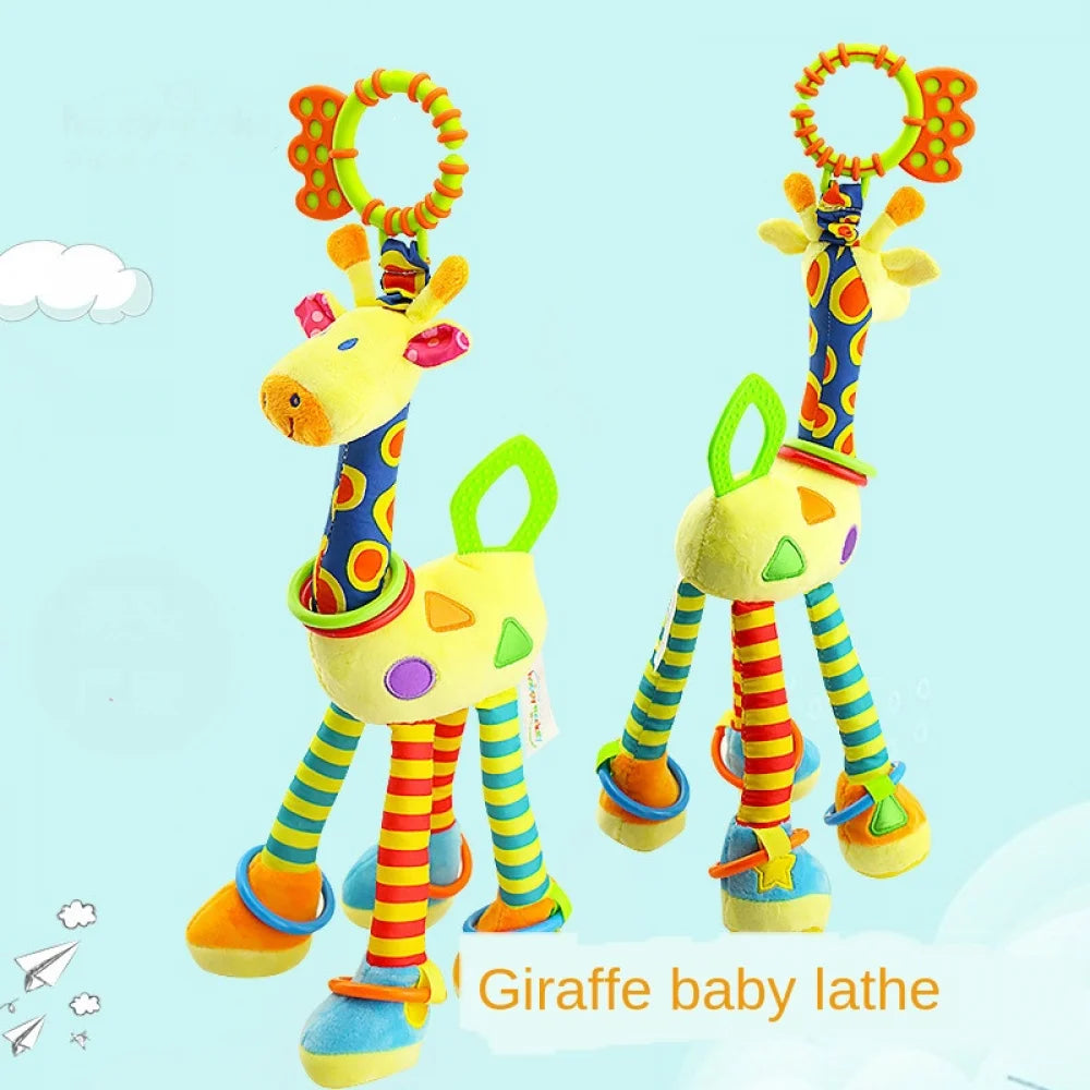 🦒 Chocalho de Pelúcia Girafa com Mordedor | Brinquedo Sensorial para Bebês