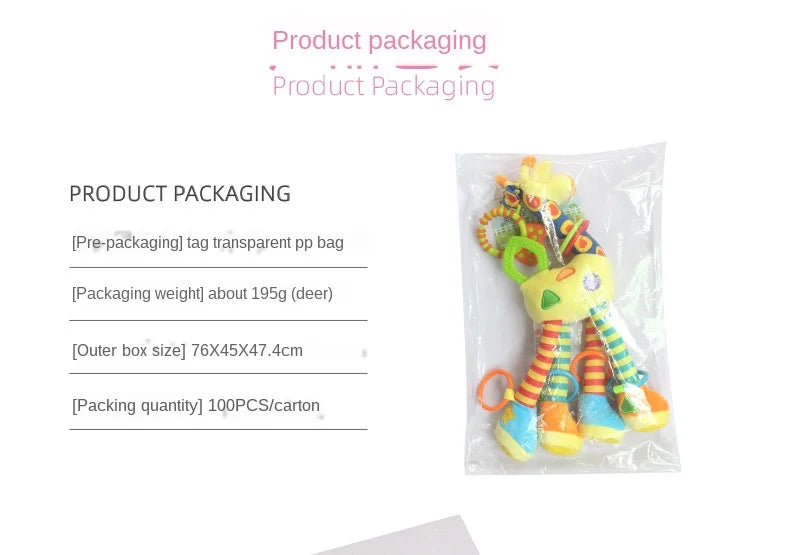 🦒 Chocalho de Pelúcia Girafa com Mordedor | Brinquedo Sensorial para Bebês