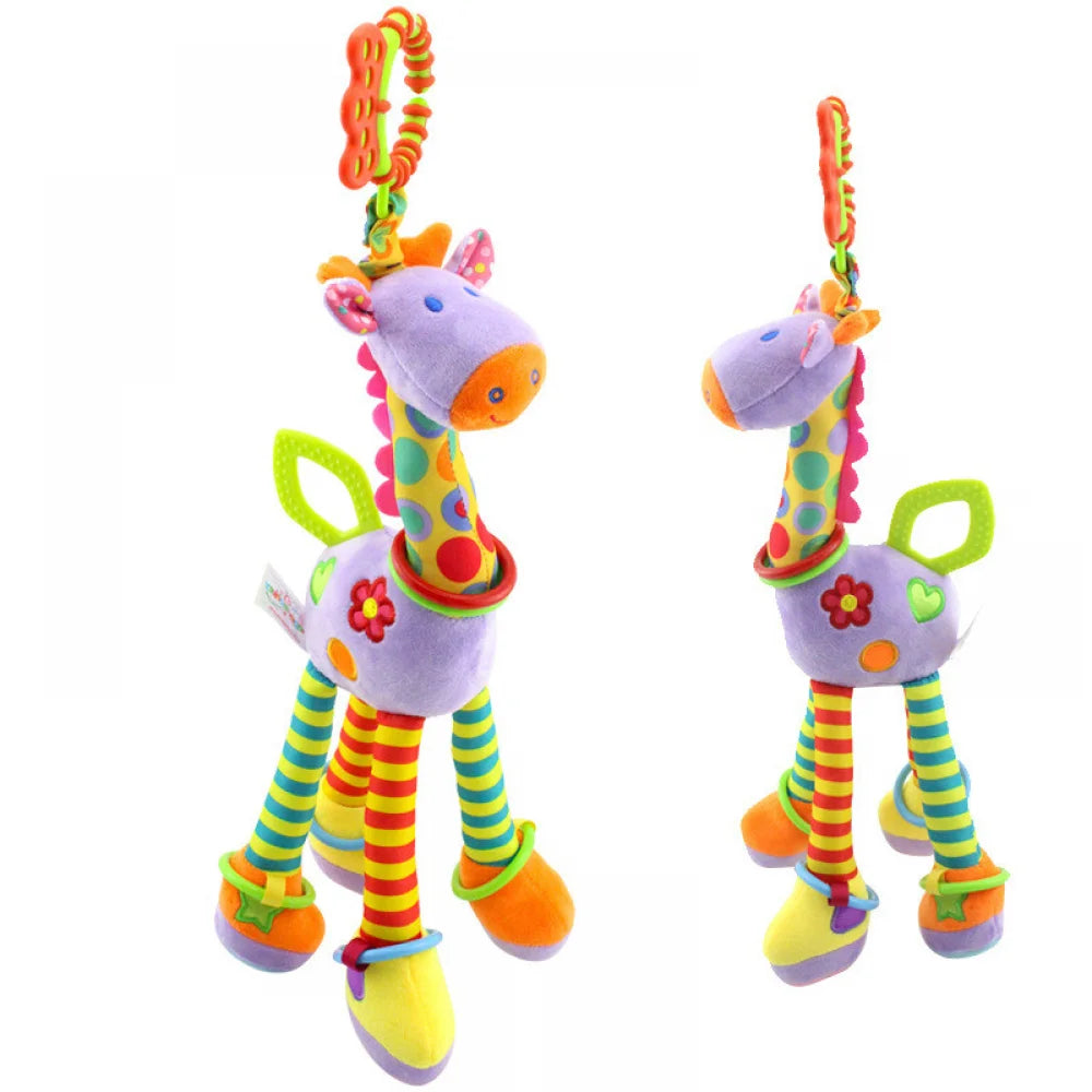 🦒 Chocalho de Pelúcia Girafa com Mordedor | Brinquedo Sensorial para Bebês
