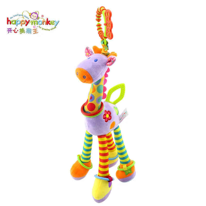 🦒 Chocalho de Pelúcia Girafa com Mordedor | Brinquedo Sensorial para Bebês