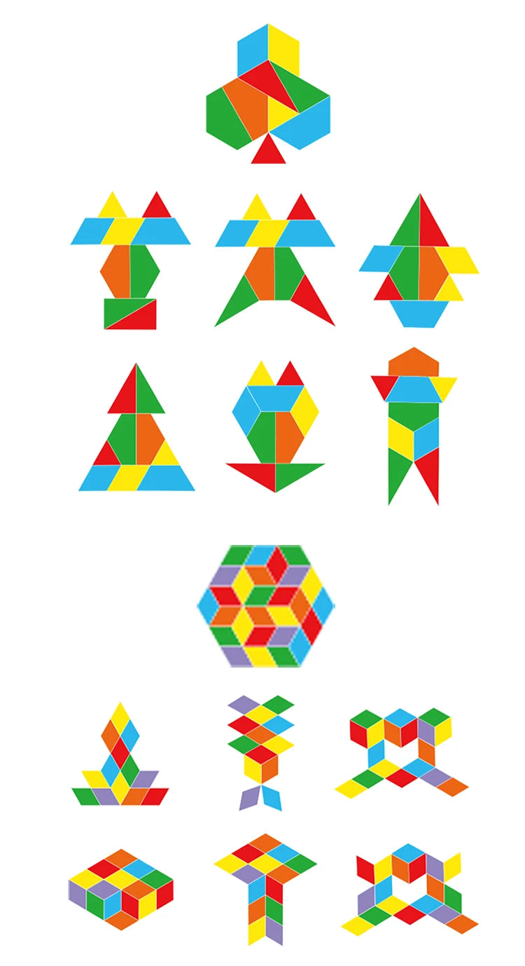 🧩 Quebra-Cabeça Montessori 4 em 1 | Tangram de Madeira Educativo Infantil