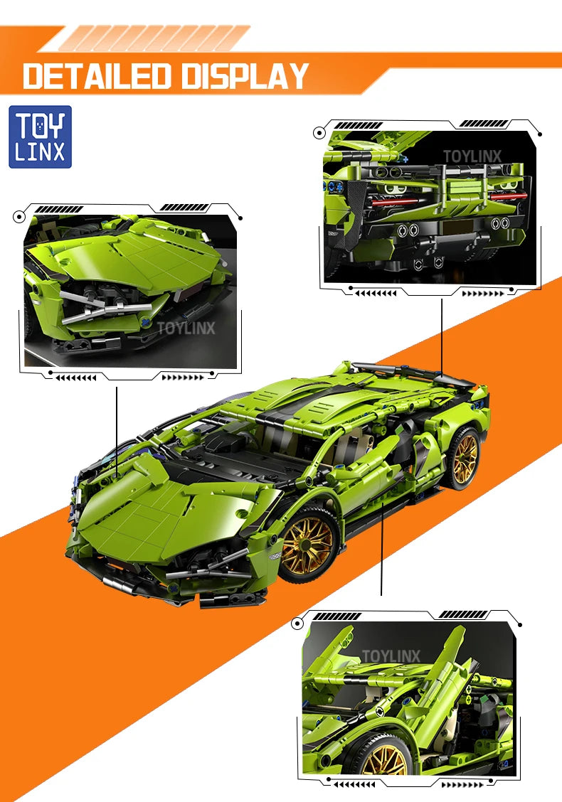 🏎️ Carro de Montar Blocos | Modelo Esportivo Técnico com Peças Mecânicas