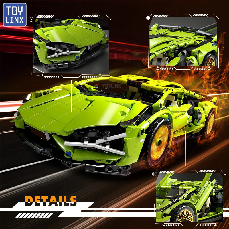 🏎️ Carro de Montar Blocos | Modelo Esportivo Técnico com Peças Mecânicas