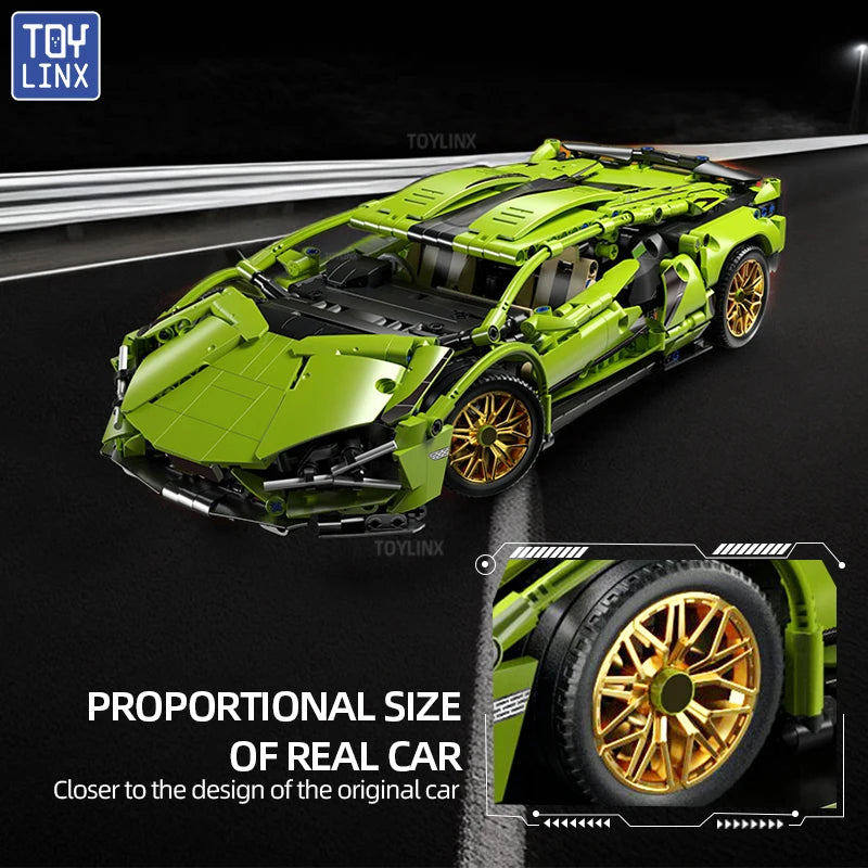 🏎️ Carro de Montar Blocos | Modelo Esportivo Técnico com Peças Mecânicas