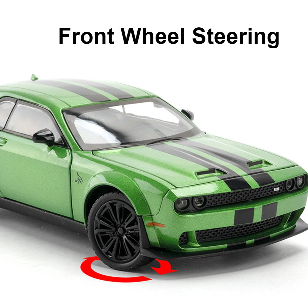 🔥 Carrinho de Metal Dodge Challenger SRT Hellcat | Modelo Supercarro com Luz e Som