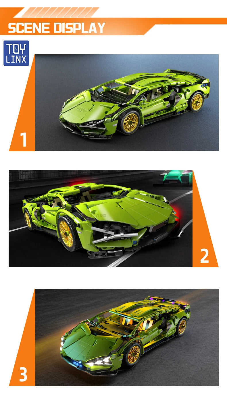 🏎️ Carro de Montar Blocos | Modelo Esportivo Técnico com Peças Mecânicas