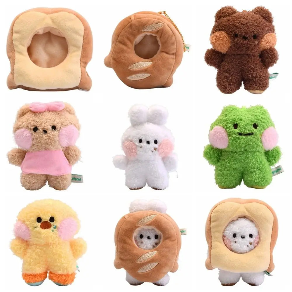 🍞✨ Pelúcias Pãozinho | Ursinho e Coelhinho – Chaveiro Kawaii de Pelúcia