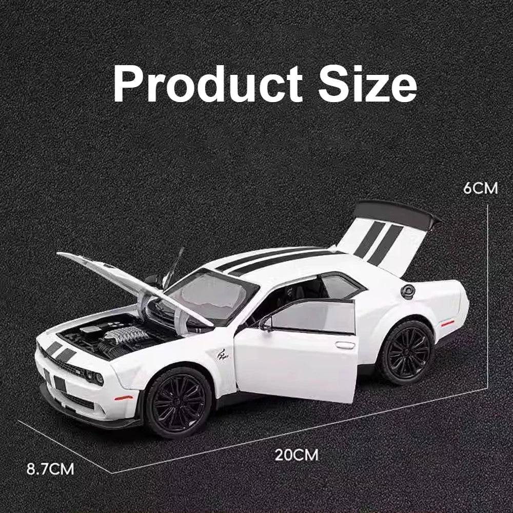 🔥 Carrinho de Metal Dodge Challenger SRT Hellcat | Modelo Supercarro com Luz e Som