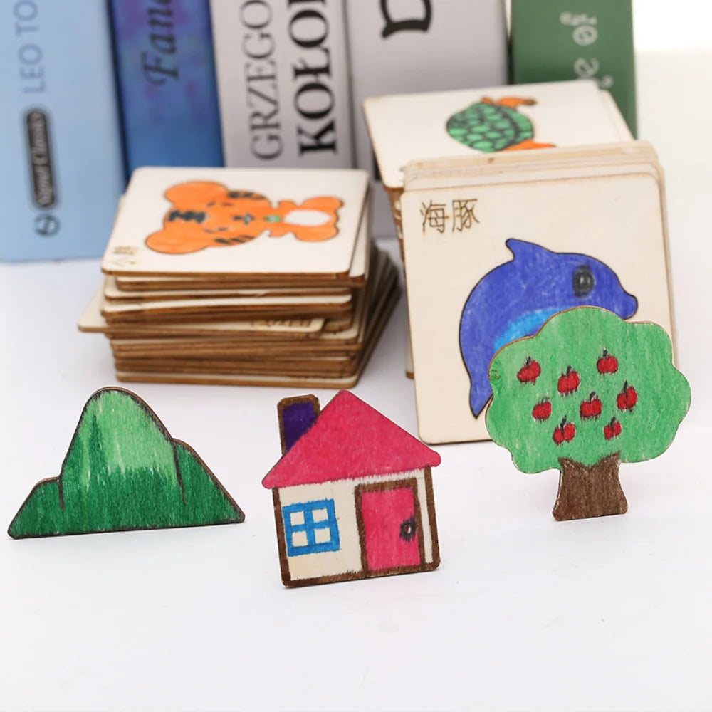 🖌️ Kit de Desenho Montessori em Madeira | Moldes Criativos para Pintura Infantil (10/20 peças)