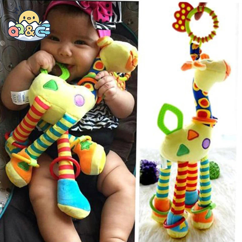 🦒 Chocalho de Pelúcia Girafa com Mordedor | Brinquedo Sensorial para Bebês