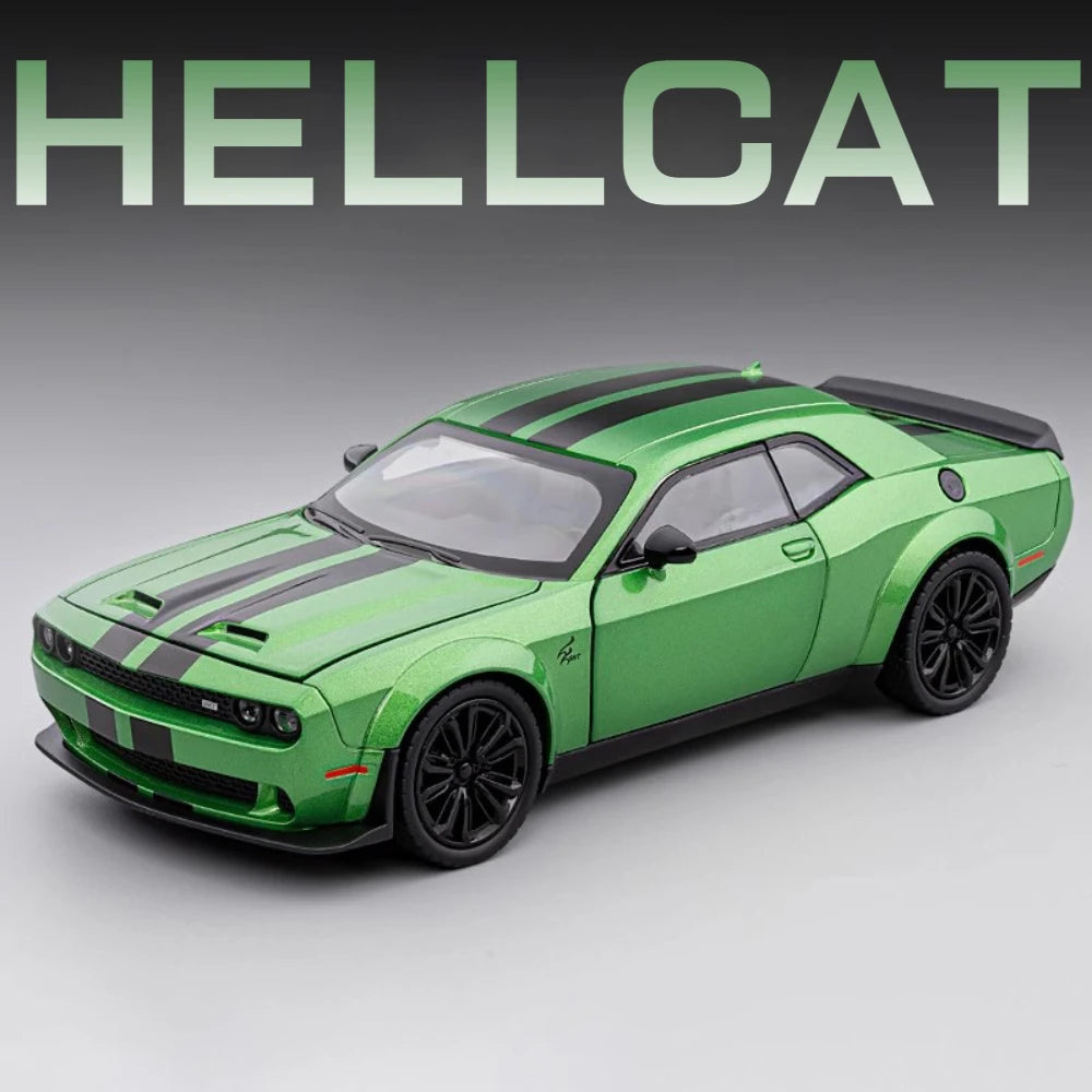 🔥 Carrinho de Metal Dodge Challenger SRT Hellcat | Modelo Supercarro com Luz e Som