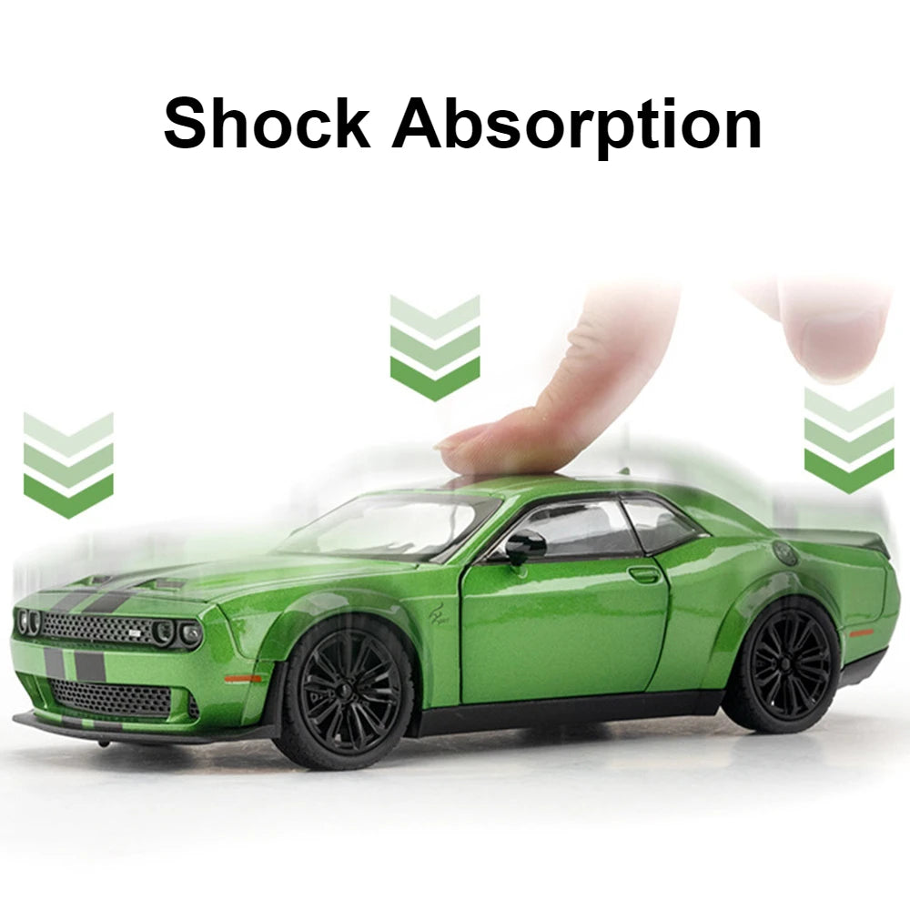 🔥 Carrinho de Metal Dodge Challenger SRT Hellcat | Modelo Supercarro com Luz e Som