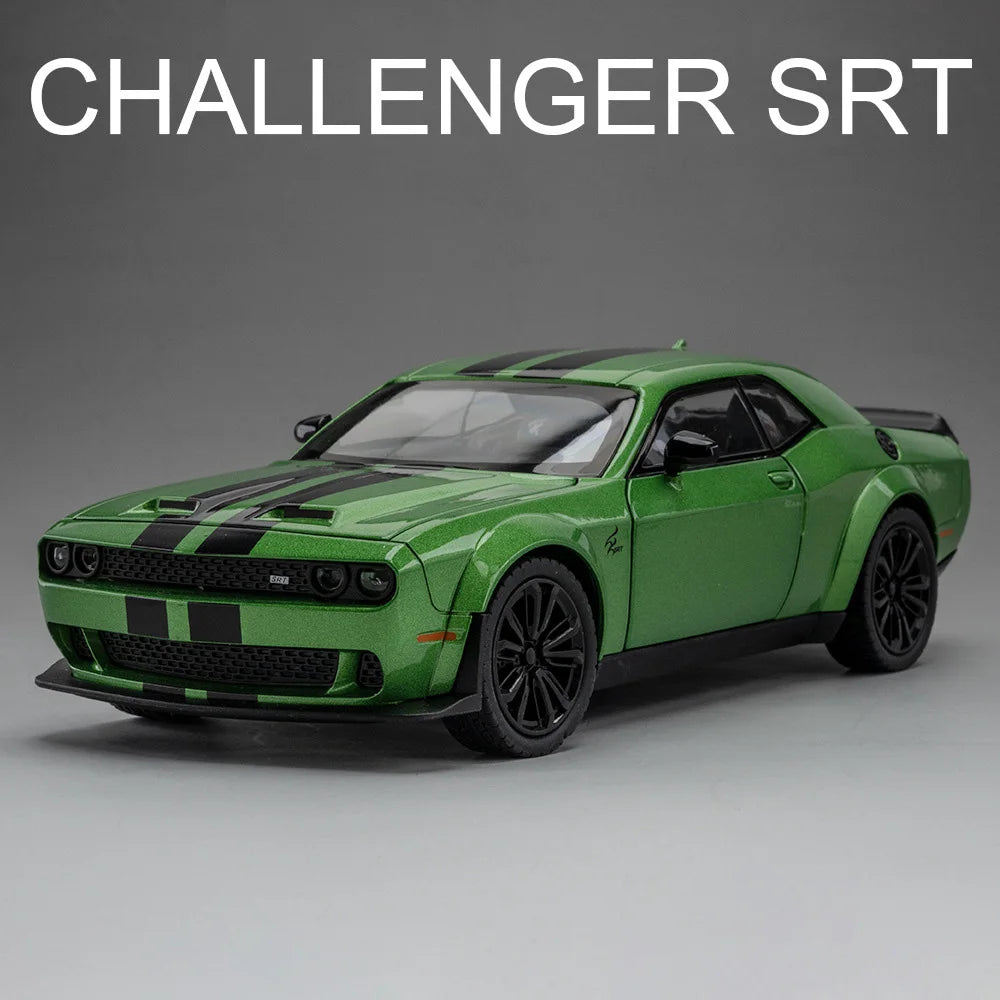 🔥 Carrinho de Metal Dodge Challenger SRT Hellcat | Modelo Supercarro com Luz e Som