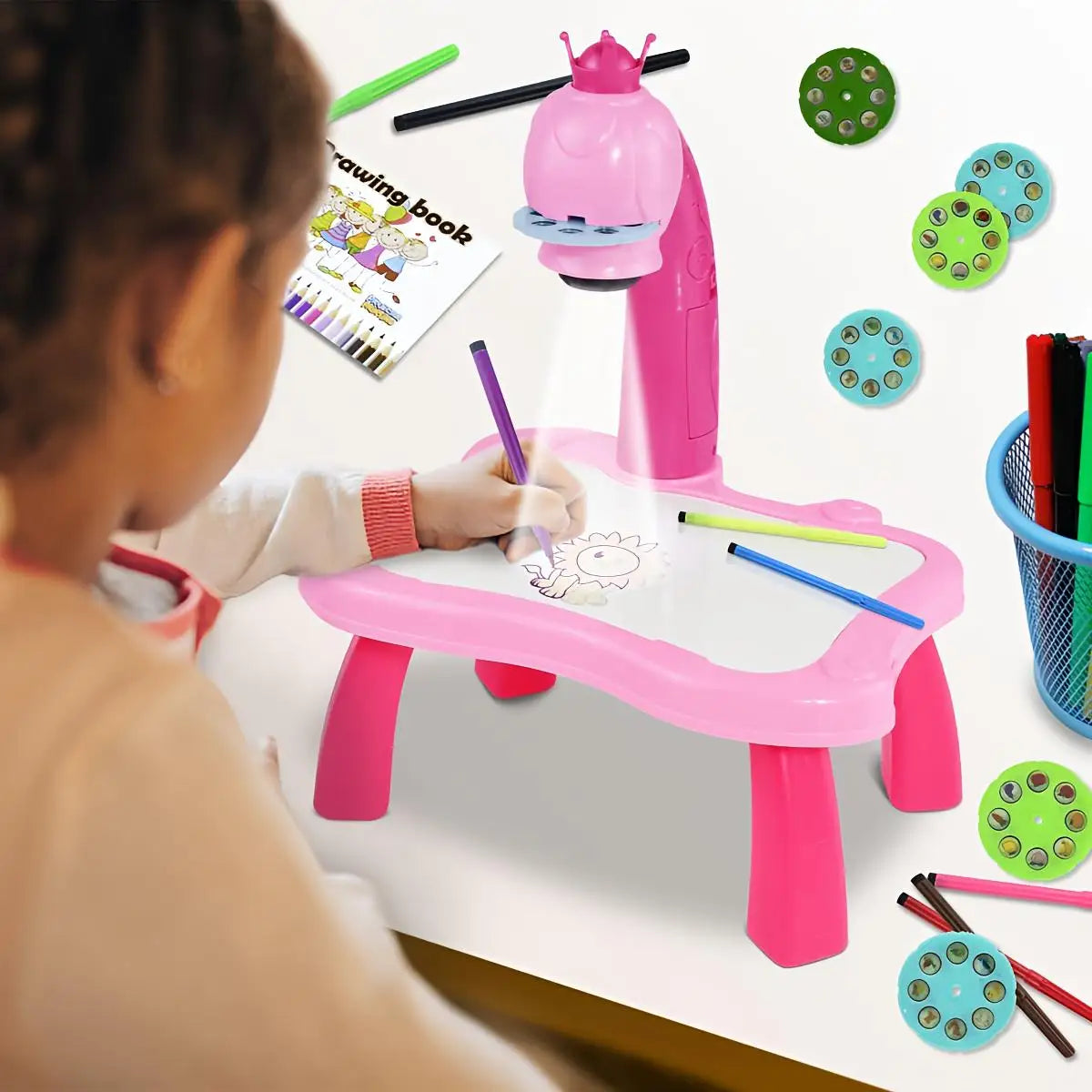 🎨 Projetor de Desenho Infantil | Brinquedo Educativo com Quadro de Escrita