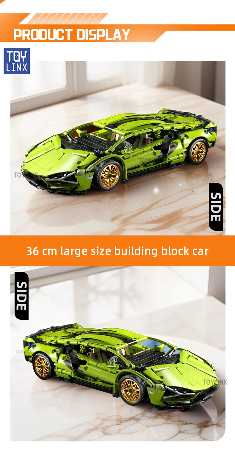 🏎️ Carro de Montar Blocos | Modelo Esportivo Técnico com Peças Mecânicas