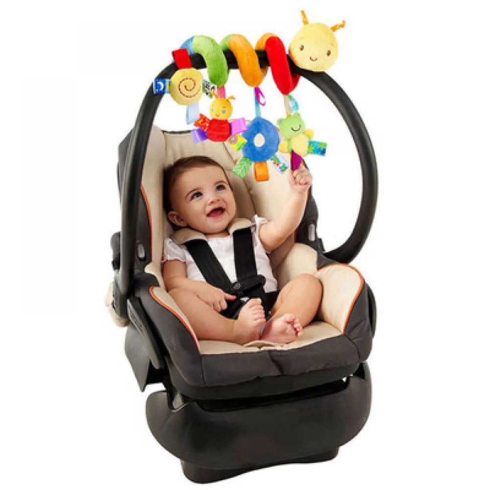 🍼 Brinquedo de Pelúcia para Carrinho e Berço | Móbile Interativo com Chocalho para Bebês