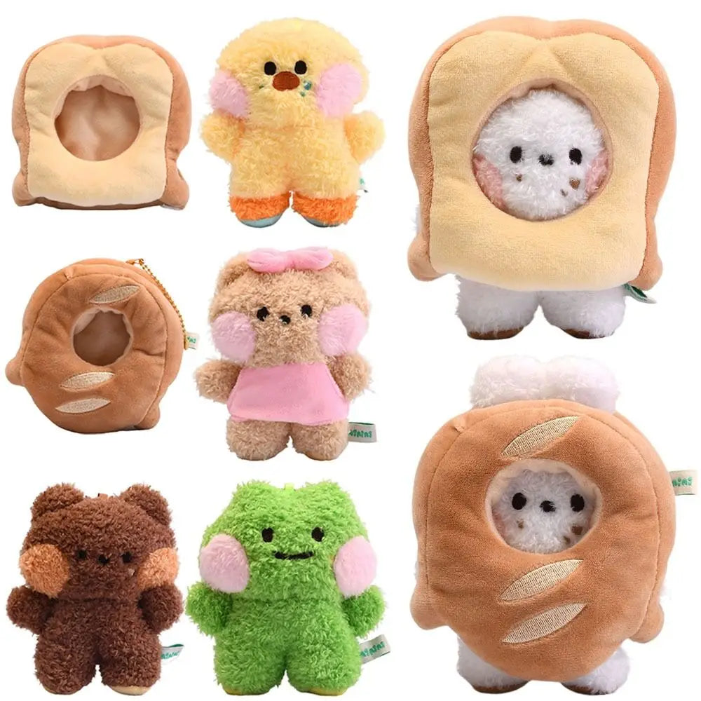 🍞✨ Pelúcias Pãozinho | Ursinho e Coelhinho – Chaveiro Kawaii de Pelúcia