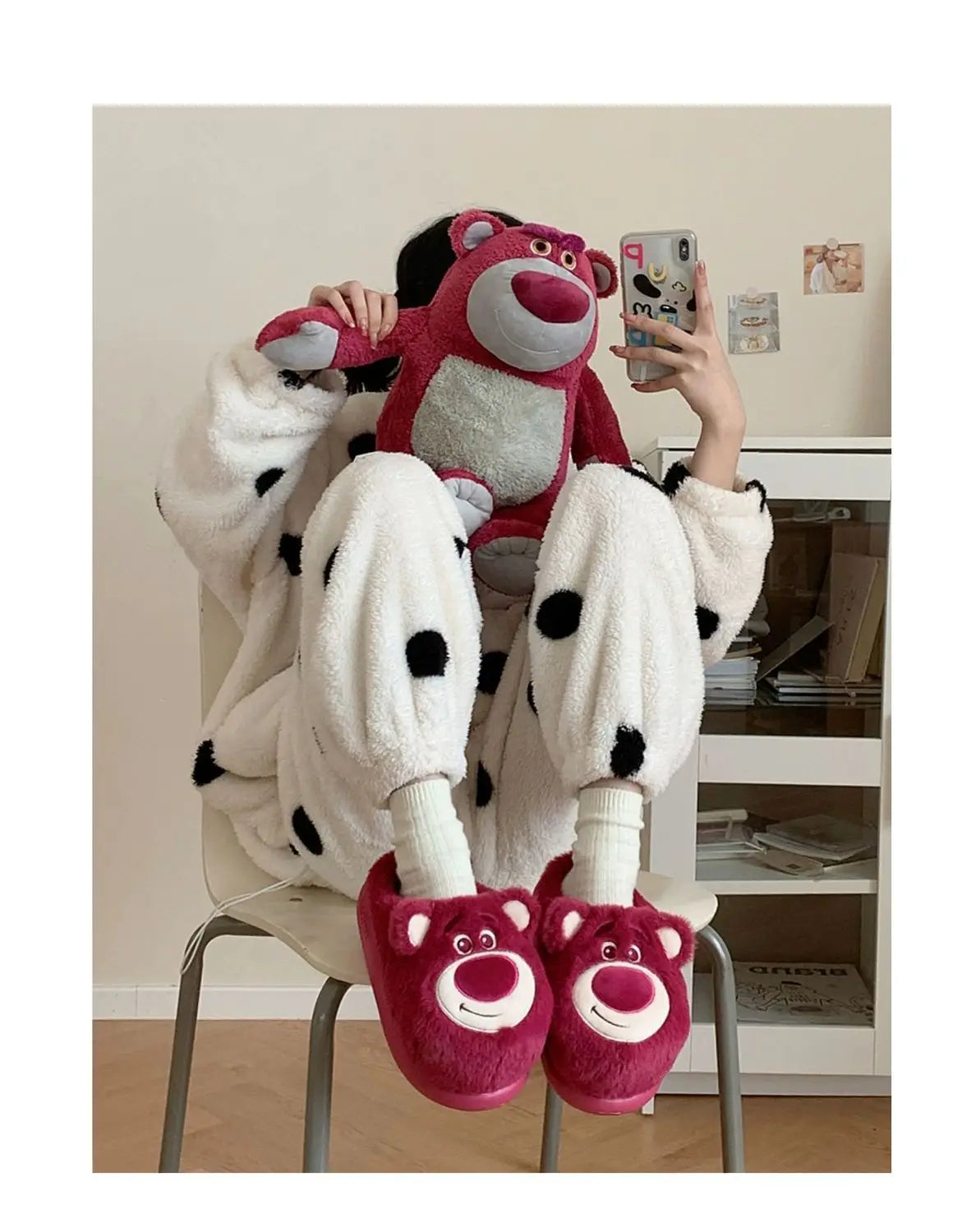 Pantufa de Algodão Lotso Disney – Unissex, Macio, Antiderrapante e Aconchegante