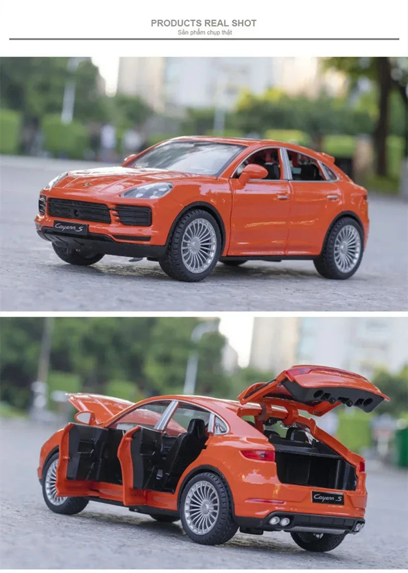 Miniatura Porsche Cayenne Turbo S 1:24 – SUV de Metal com Som e Luz
