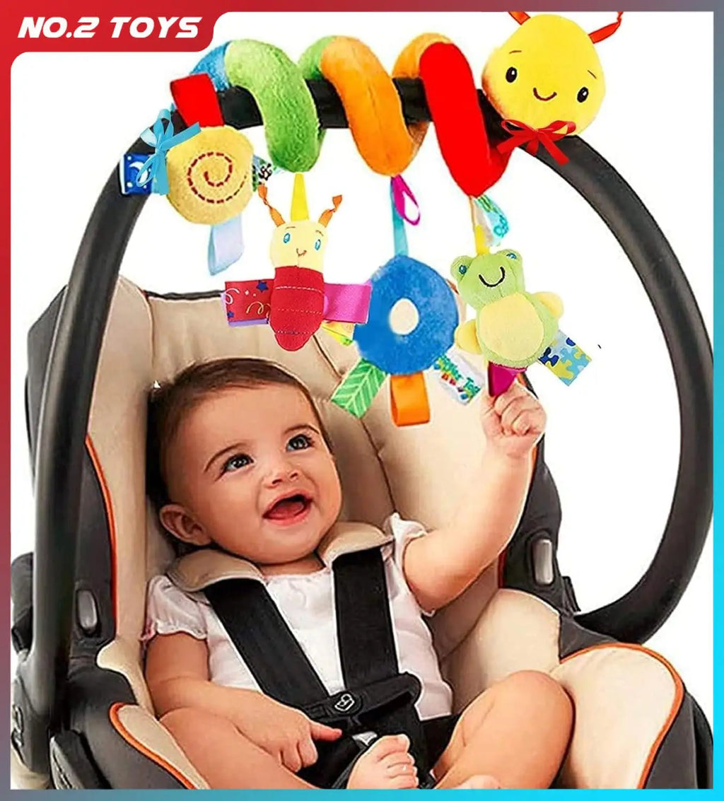 🍼 Brinquedo de Pelúcia para Carrinho e Berço | Móbile Interativo com Chocalho para Bebês