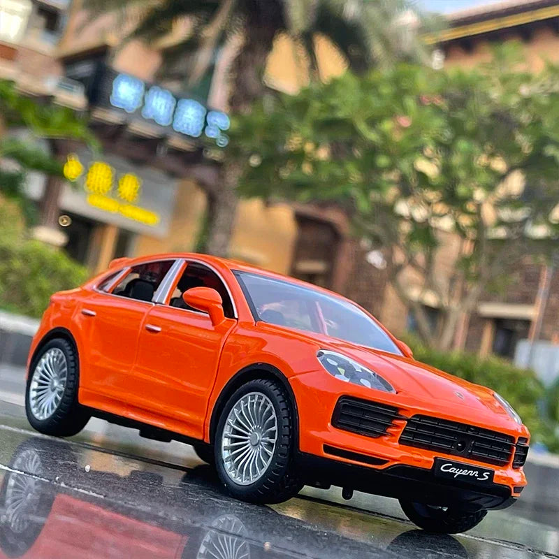 Miniatura Porsche Cayenne Turbo S 1:24 – SUV de Metal com Som e Luz