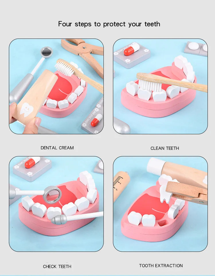 Brinquedo de Médico e Dentista em Madeira – Jogo Educativo Infantil