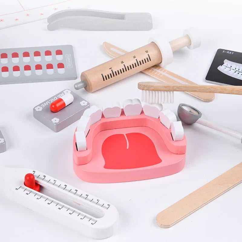 Brinquedo de Médico e Dentista em Madeira – Jogo Educativo Infantil