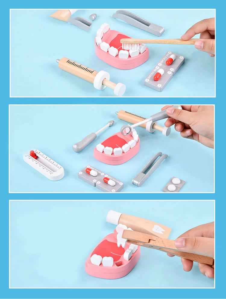 Brinquedo de Médico e Dentista em Madeira – Jogo Educativo Infantil