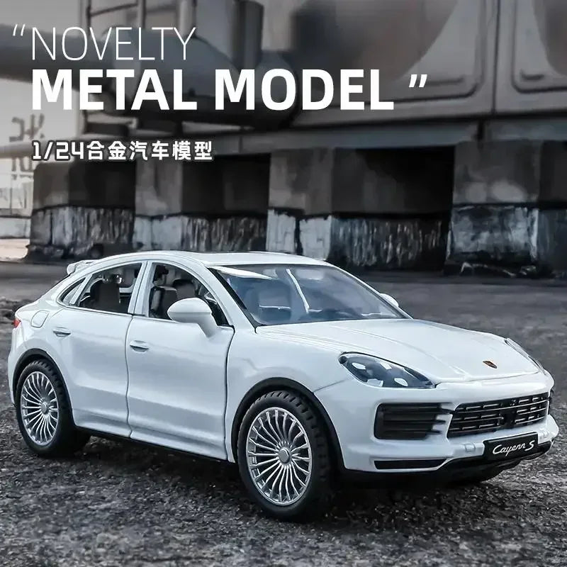 Miniatura Porsche Cayenne Turbo S 1:24 – SUV de Metal com Som e Luz