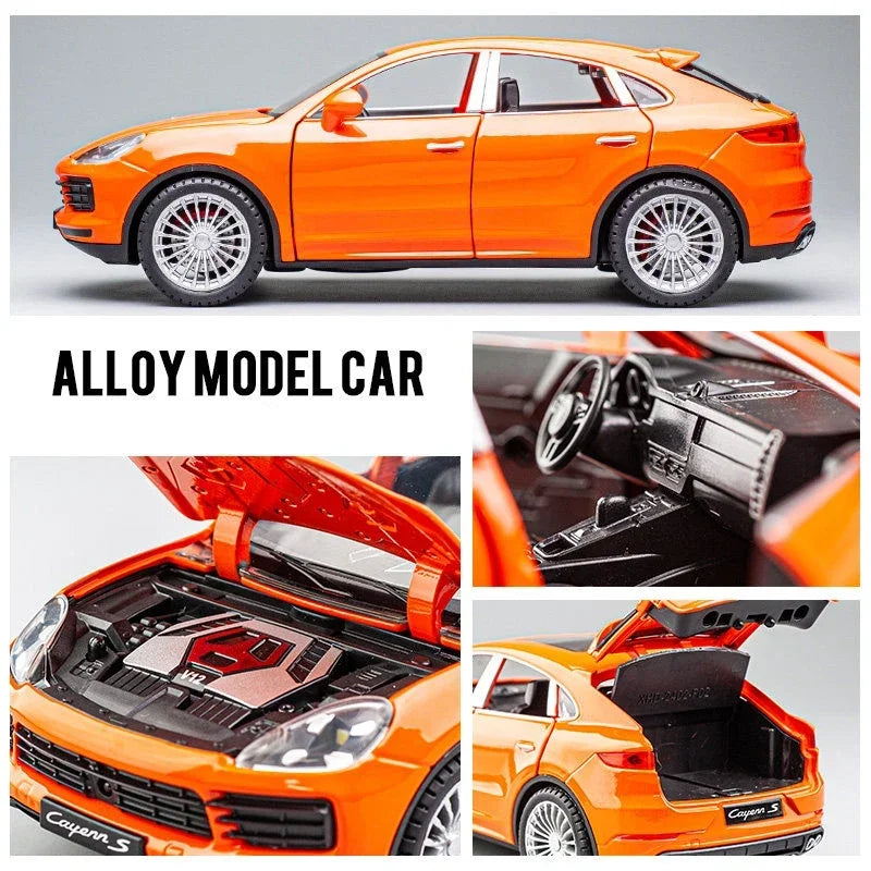 Miniatura Porsche Cayenne Turbo S 1:24 – SUV de Metal com Som e Luz