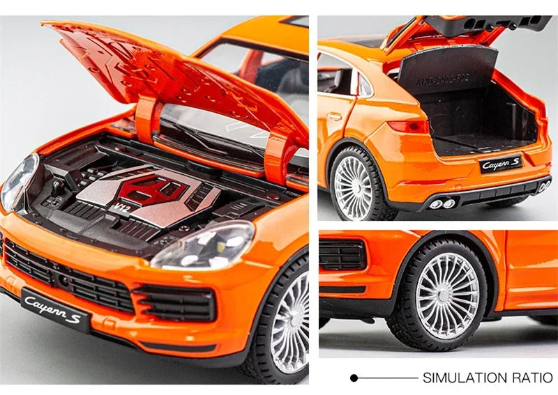 Miniatura Porsche Cayenne Turbo S 1:24 – SUV de Metal com Som e Luz