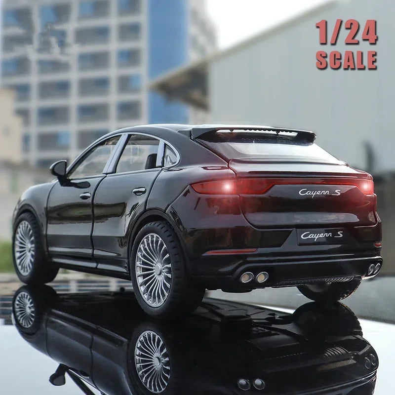 Miniatura Porsche Cayenne Turbo S 1:24 – SUV de Metal com Som e Luz