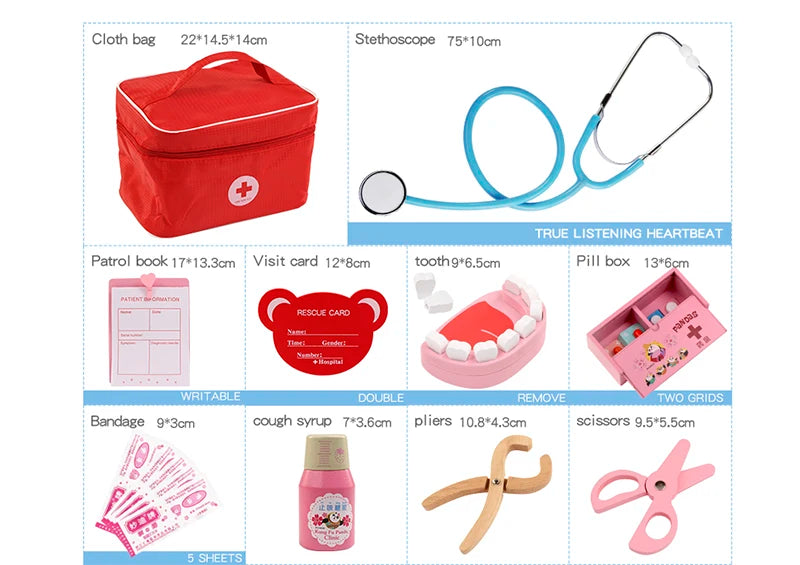 Brinquedo de Médico e Dentista em Madeira – Jogo Educativo Infantil