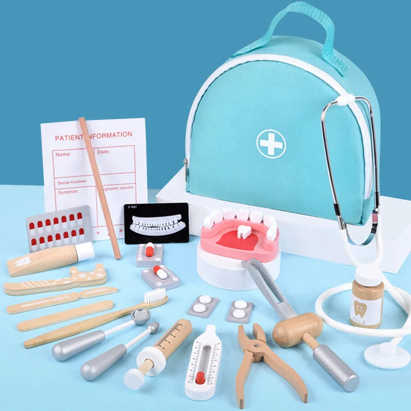 Brinquedo de Médico e Dentista em Madeira – Jogo Educativo Infantil