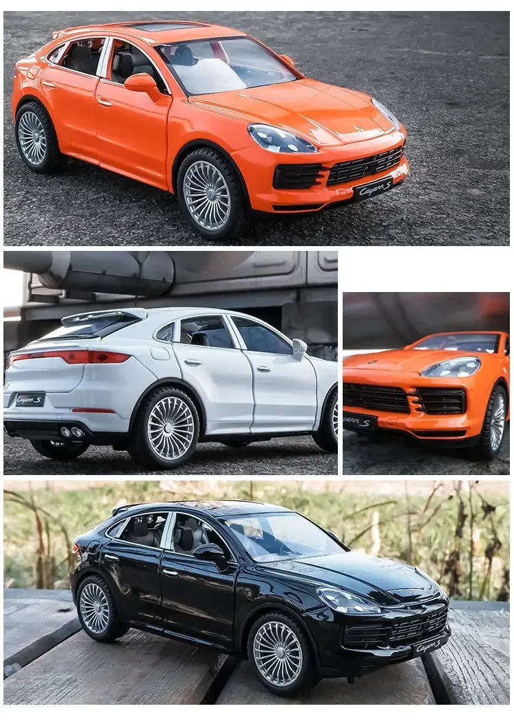 Miniatura Porsche Cayenne Turbo S 1:24 – SUV de Metal com Som e Luz