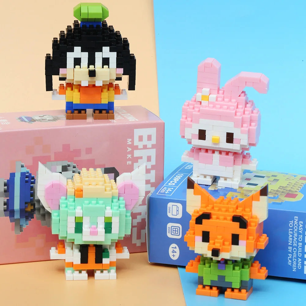 Blocos de Montar Mini Disney – Princesas, Stitch, Mickey e Outros