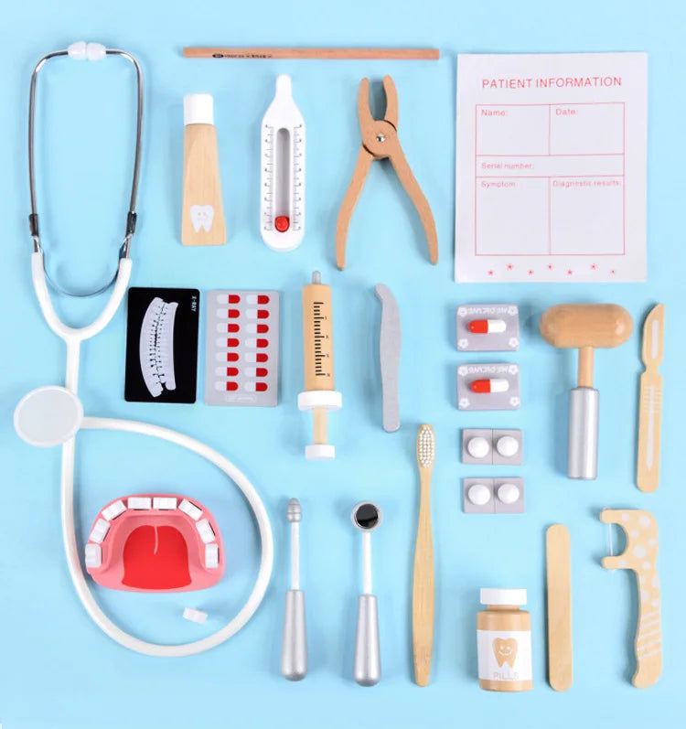 Brinquedo de Médico e Dentista em Madeira – Jogo Educativo Infantil