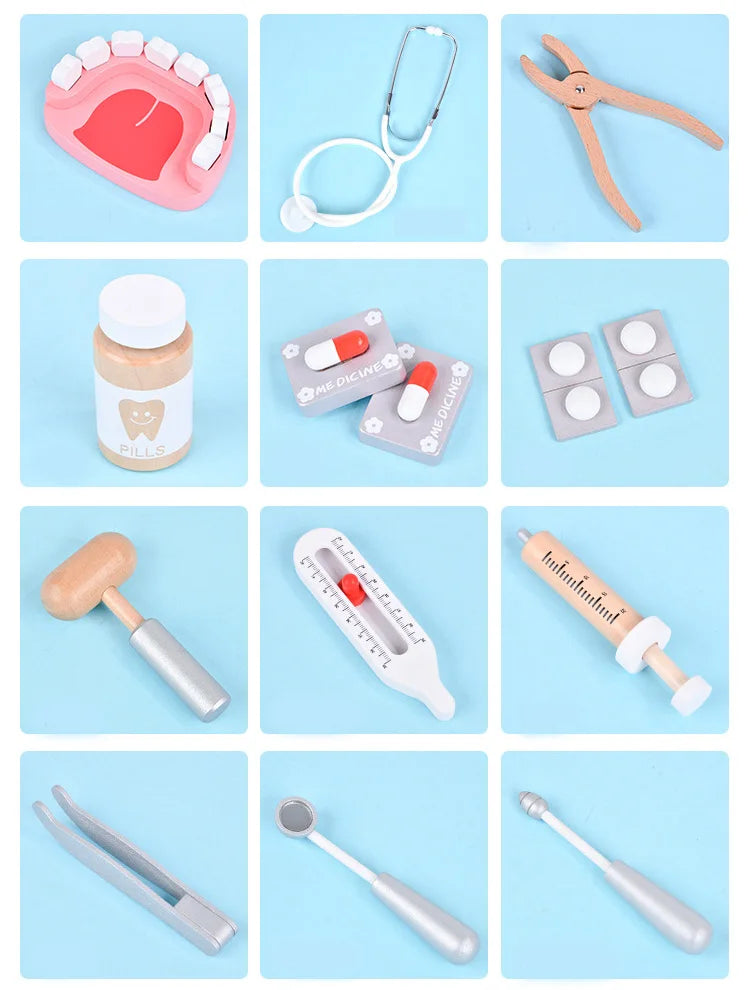 Brinquedo de Médico e Dentista em Madeira – Jogo Educativo Infantil