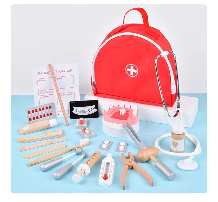 Brinquedo de Médico e Dentista em Madeira – Jogo Educativo Infantil