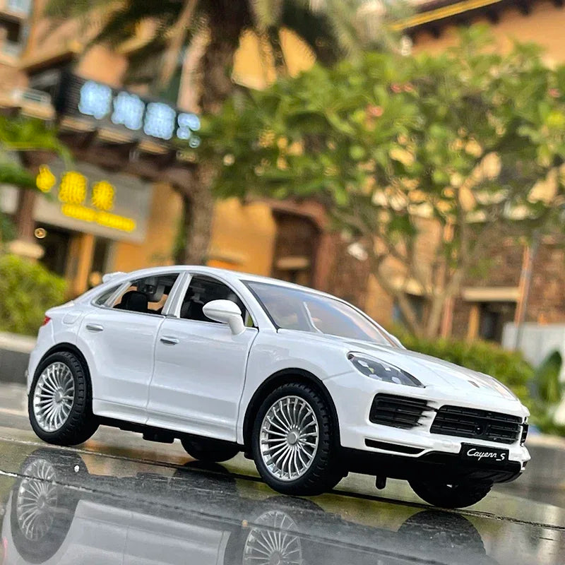 Miniatura Porsche Cayenne Turbo S 1:24 – SUV de Metal com Som e Luz