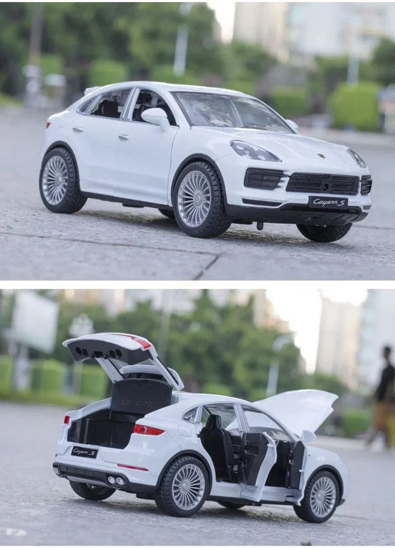 Miniatura Porsche Cayenne Turbo S 1:24 – SUV de Metal com Som e Luz