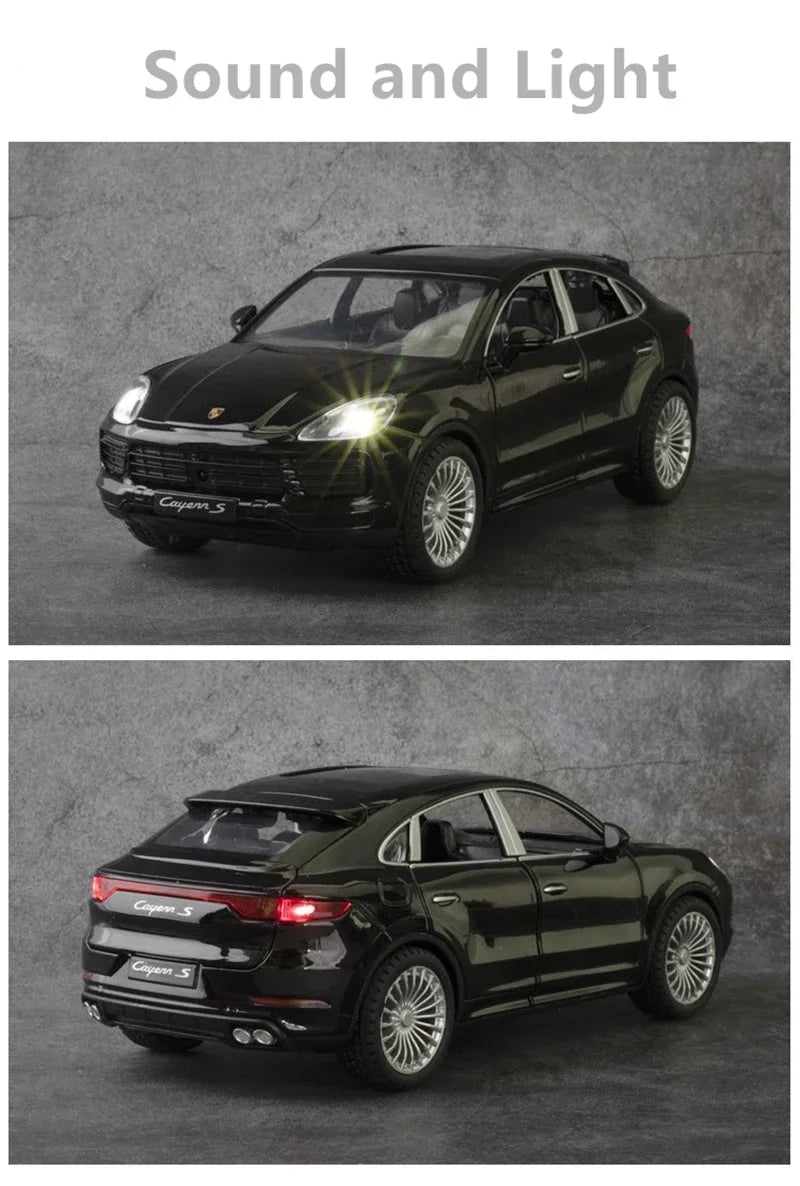 Miniatura Porsche Cayenne Turbo S 1:24 – SUV de Metal com Som e Luz