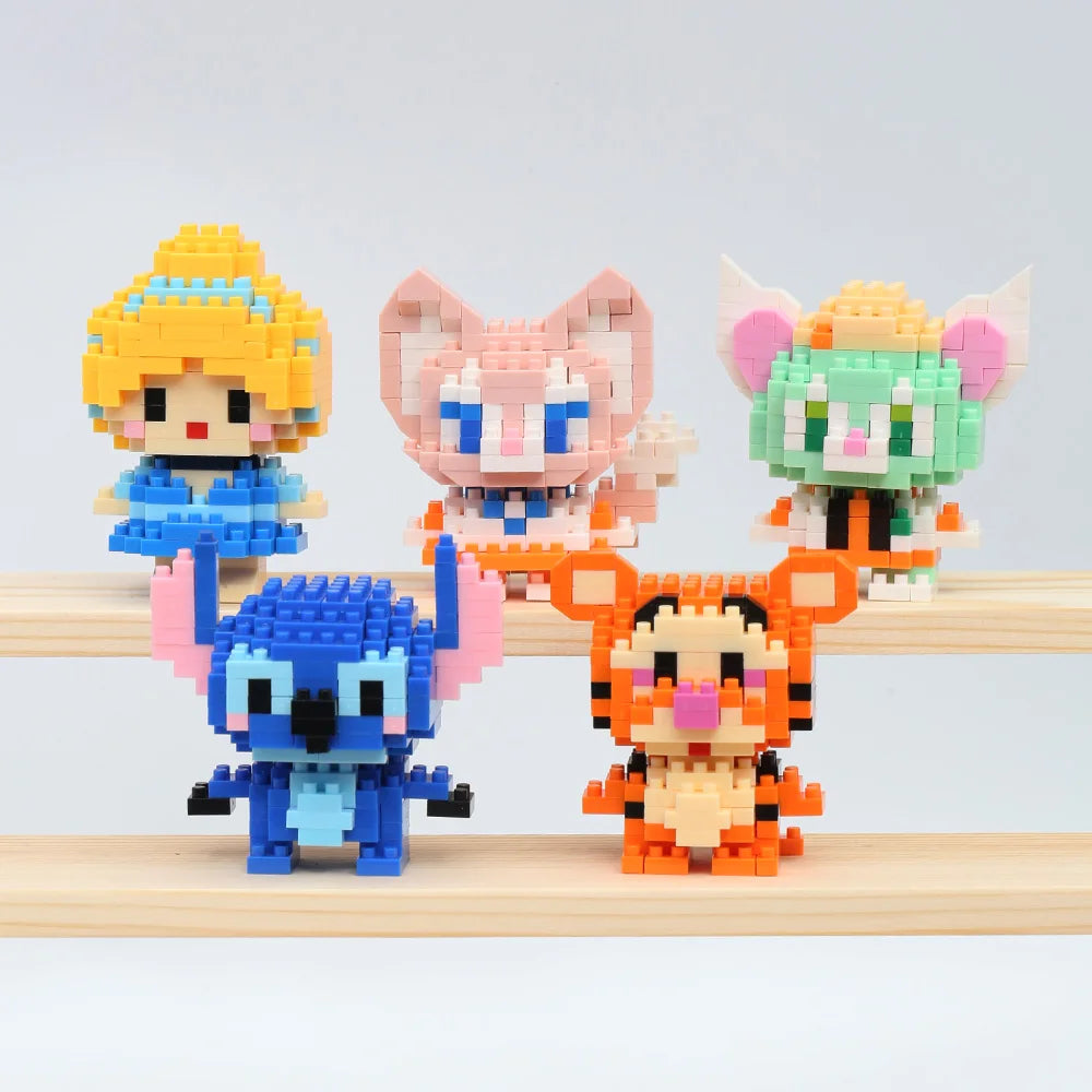 Blocos de Montar Mini Disney – Princesas, Stitch, Mickey e Outros