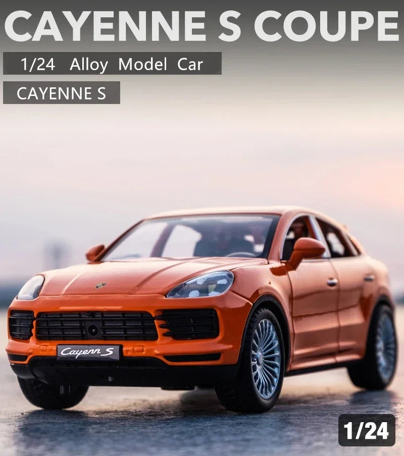 Miniatura Porsche Cayenne Turbo S 1:24 – SUV de Metal com Som e Luz