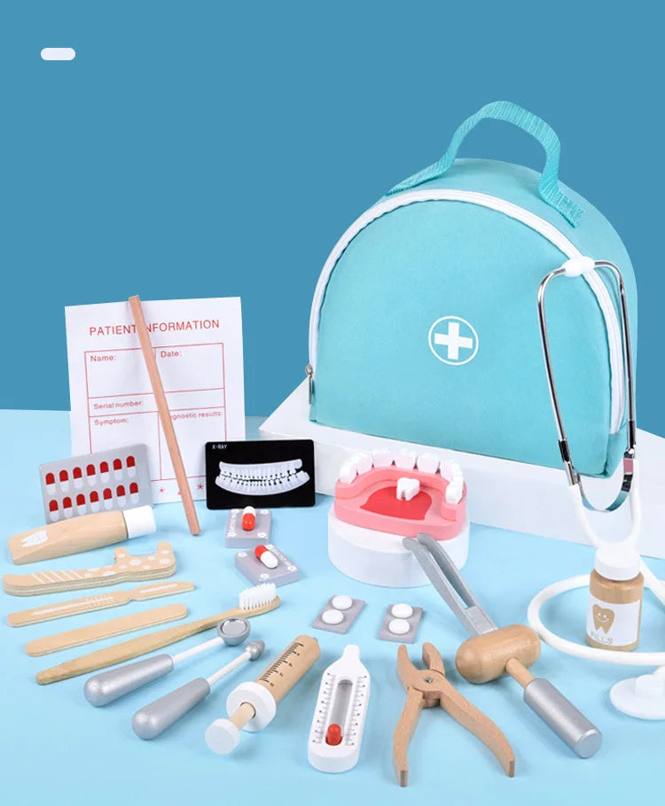 Brinquedo de Médico e Dentista em Madeira – Jogo Educativo Infantil