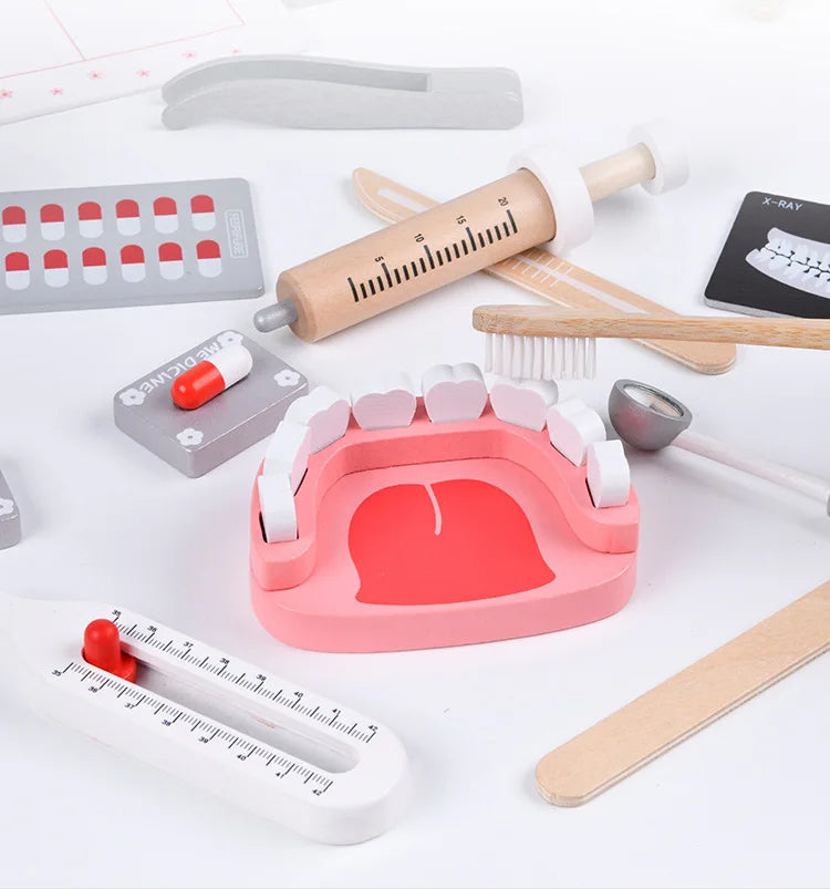 Brinquedo de Médico e Dentista em Madeira – Jogo Educativo Infantil