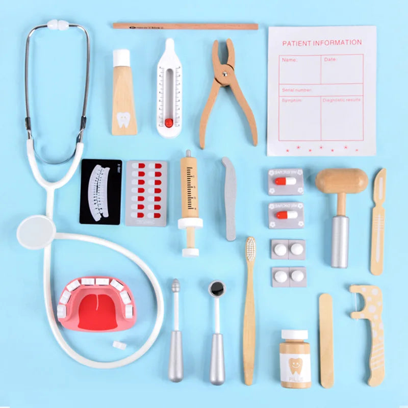 Brinquedo de Médico e Dentista em Madeira – Jogo Educativo Infantil